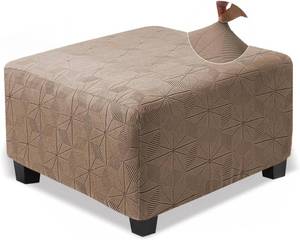 lot 2033 image: NeColorLife Ottoman Cover Square,Stretch Square Ottoman Covers Slipcover,Soft Knitted Jacquard Cover for Storage Stool,Footstool Protection for Living Room,Light Coffee,Medium