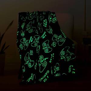 lot 2038 image: 50x60 Wesan Gaming Gamer Glow in The Dark Blanket Boys Kids Teens Birthday Christmas Easter Age 1 to 13 Video Game Toys Fun Fluffy Plush Throw 50x60