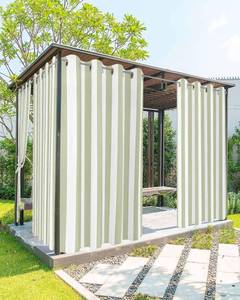 lot 2045 image: 84L x 54W(Pack of 2) Striped Outdoor Curtains for Patio Waterproof Weatherproof,Sage Green and White Outdoor Curtains,Sun Blocking Privacy Grommet Outside Curtains Stripe Drapes for Gazebo Porch Pergola,2 Panels,54W x 84L