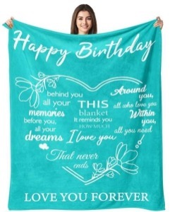 lot 2053 image: Birthday Gifts for Women - Happy Birthday Decorations Blanket - Gifts for Women Birthday Unique - Womens Birthday Gift Ideas for Her Wife Daughter Mom Sister Friendship - Soft Green Blanket