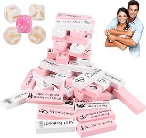 lot 2067 image: Lust Tower Games for AdultsRomantic Tower Stacking Block Wooden Super Naughty Block Tower Tumbling & Dating Fun dice, Couples Decision Dice for Valentines Date Night Drinking Games(Pink)