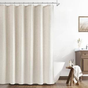 lot 2068 image: 72W x 72L (Pack of 1) Natural Linen Shower Curtain, Country Boho Farmhouse Bath Decor Beige Shower Curtains for Bathroom Neutral Cloth Weighted Textured Fabric Bath Curtain Liner with Hooks, Cream, 72 Inch