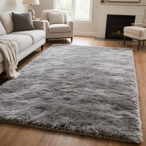 lot 2079 image: 4 x 6 (Rectangular) Super Soft Fluffy Modern Shaggy Fuzzy Kids Rug for Living RoomBedroom, Plush Indoor Nursery Home Decor Rug with Non-Slip Bottom Grey 4 x 6 (Rectangular)