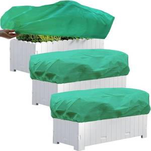 lot 2080 image: 3 Pcs Rectangular Planter Plant Winter Frost Blanket, Frost Covers for Flower Boxes with Drawstring Protecting Flowers in Balcony Flower Boxes (Green, 59.1  17.7  15.7 in)