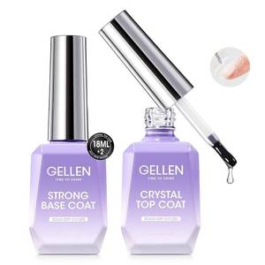 lot 2093 image: Gellen Crystal Base and Top Coat, 18ml Anti-scratch Nail Polish, Soak Off UV Light Cured Gel Top Coat, Salon Gel Polish