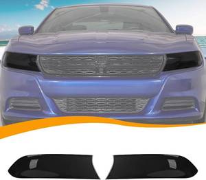 lot 2104 image: Hoolcar Front Headlight Lamp Cover Guard Trim Bezel Frame Decor Exterior Accessories Compatible with 2015-2023 Dodge Charger, Smoked Black, 2PCs