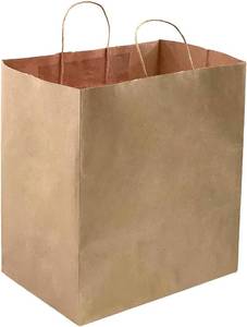 lot 2107 image: orange river 50 Count 14 L x 10 W(gusset) x 15.75 H Large Ultra Wide Brown Kraft Paper Bags with Twisted Handle, Perfect Solution for Restaurant Takeouts, Parties, Baby Shower, Shopping