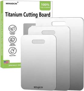 lot 2123 image: 3Pcs Titanium Cutting Boards For Kitchen, 100% Pure Cut Titanium Cutting Board, Food Grade Quality, Double-sided non-toxic, Easy To Clean, Dishwasher Safe And Will Not Absorb Odors