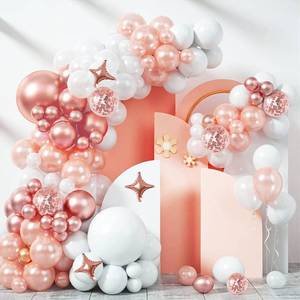 lot 2138 image: Rose Gold Balloons Arch Kit,130pcs Rose Gold Party Decorations, Pink Rose Gold Balloon Garland Kit for Women Girls Princess Baby Shower, Gender Reveal Balloons, Birthday Party DecorationsPump