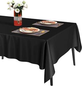 lot 2143 image: 54x108in Fixwal 16 Pack Black Plastic Tablecloth Disposable Table Cloth 54 x 108 Plastic Table Cover Premium Rectangle Tablecloths for Baby Shower Engagement Halloween Wedding