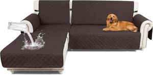 lot 2154 image: Sectional Couch Covers 100% Waterproof L Shaped Sofa Slipcover Reversible Chaise Lounge Cover for Sectional Sofa Cover for Pets Cat Dog Kids Family (X-Large, Brown)