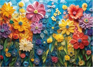lot 2156 image: ALL4JIG Flowers Fun Jigsaw Puzzles for Adults and Kids, 1000 Pieces, Christmas Secret Santa Gift, White Elephant Gifts, Number Partitioned for Easy Solving