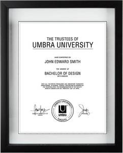 lot 2159 image: Umbra 316280-040 Floating Frame for Displaying Documents, Diploma, Certificate, Photo or Artwork, 11 x 14 8-12 x 11, Black