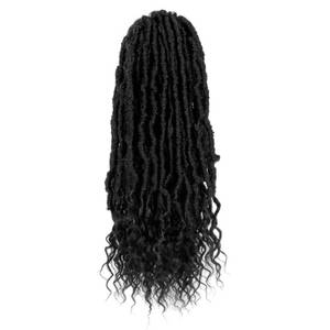 lot 3002 image: Soft Locs With Curly Ends 18 Inch 6 Packs, Long Goddess Faux Locs Crochet Hair, 1B(Natural Black)
