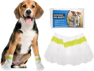 lot 3007 image: Disposable Waterproof Dog Booties for Paw Protection, Disposable Dog Socks Booties for Small Dogs,Dog Paw Socks Protector for Small Medium Dogs,Puppy Shoes with Adjustable Straps for Floors