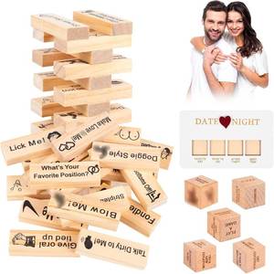 lot 3056 image: Romantic Tower Stacking Block for Couples Super Naughty Block Tower Tumbling & Dating Fun Dice Set, Lust Tower Games & Couples Decision Dice for Valentines Date Night Lover Drinking Games (wooden)