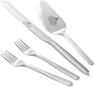 lot 3086 image: 6 Cake Cutting Set for Wedding, Silver Wedding Cake Knife and Server set, 4 Piece Cake Cutter Set with Forks for Wedding Anniversaries (Silver)
