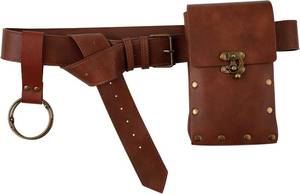 lot 3099 image: Renaissance Belt Pouch, Premium Leather Waist Bag Renaissance with Belt and Waist Button Medieval Belt Pouch Renaissance Themed Role-Playing Clothing and Accessories(Brown)