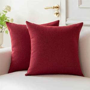 lot 3106 image: a moment Christmas Pillow Covers 18x18 Inch Red Textured Decorative Throw Pillow Covers Modern Farmhouse Pillowcase Solid Cushion Cover Pack of 2 for Home Decor Sofa Bedroom