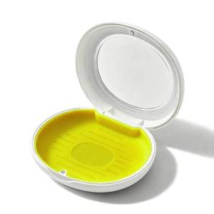 lot 3130 image: Sleek Oval Retainer Case Compatible with Invisalign, Pretty Aligner Case with Clear Window, Travel Retainer Holder with Vent Holes, Stylish Container for Mouth Guard & Night Guard (White Lemon)