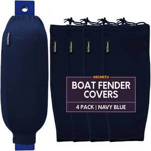 lot 3153 image: Boat Fender Covers,8 x 18 Marine Fender Covers Polyester,Black & Navy Blue,2 & 4-Pack