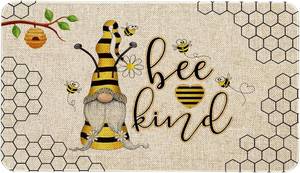 lot 3154 image: 15 x 26 (Rectangular) Roszwtit Spring Summer Door Mat 30 X 17 Inch Bee Kind Gnome Doormat Indoor Outdoor Entrance Floor Mat Non Slip Summer Decor Rubber Welcome Mats