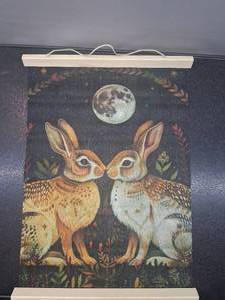 lot 3165 image: 12x16 Hanging Canvas Rabbit Art