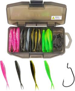 lot 3167 image: Fishing Lure Bait Tackle Set for Saltwater Freshwater Bass Fish, Including Jig Hooks, Spoon Lures, Crankbait, Soft Plastic Worms, Frog Lure, Fishing Gear Kit