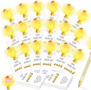 lot 3171 image: Zhanmai 30 Sets Light up Duck Pens Bulk Inspirational Employee Appreciation Gifts Include Duck Ballpoint Pen Feather LED Light with Positive Cards(Motivational LED Duck)
