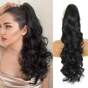 lot 3188 image: SCENTW Black Ponytail Extension 24 Claw Clip in Ponytail Extensions Long Curly Wavy Ponytail Hair Extension Jaw Clip on Pony Tails Hairpiece for Women
