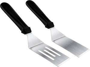 lot 3222 image: little, small Metal Spatulas for kitchen Use, 2 Pieces Professional Serving Spatula with Heat Resistant Handle, 9.8 Inch Stainless Steel Spatula Ideal for Pancakes, Eggs, Griddle Scraper, BBQ or Desserts