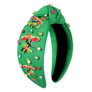 lot 3224 image: HEIDKRUEGER Knot Headband Mexican embroidered Fiesta Headband Colorful Rhinestone Hairband Mexican Party Hair Accessories