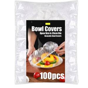 lot 3237 image: 100 Bowl Covers Bread Proofing - Plastic Wrap for Food Sourdough Bread Baking Rising Elastic Reusable Plate Covers Outdoor Food Fresh Keeping Bags Shower Cap Hair Deep Conditioning (100)