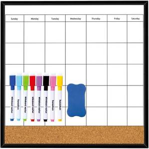 lot 3268 image: 12��16 DumanAsen Calendar Whiteboard, 12 x 16 Magnetic Monthly Calendar WhiteboardCork Board for Wall, Aluminum Frame Portable Combination whiteboard for Home, Includes Markers, Eraser and Hanging Hardware