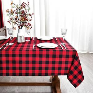 lot 4017 image: 84 x 58 (Rectangular) Waterproof Checkered Tablecloth Fabric - Christmas Plaid Table Cloth for IndoorOutdoor Use - Xmas Table Cover for Kitchen, BBQs, and Parties