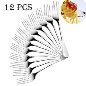 lot 4019 image: Dinner Forks, Set of 12, Top Food Grade Stainless Steel Silverware, 7.3 Inches, Mirror Finish & Dishwasher Safe