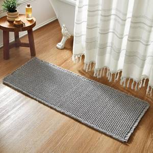 lot 4027 image: Boho Bathroom Rugs, Super Absorbent Non Slip Waffle Bath Mat Quick Dry Bath Rugs Washable Boho Farmhouse Bathroom Rugs, Light Grey 48x20