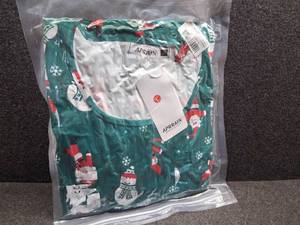 lot 4081 image: Apprain Christmas Pajama Shirt Green Snowman Size Large