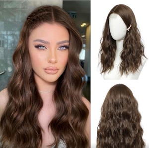 lot 4082 image: Wig 18 Inch Medium Length Wigs for Women Middle Part Synthetic Hair Wavy Wig with Upgraded Strands,Natural Hair Wigs for Daily PartyHalloween Use 18Inch,613 Blonde