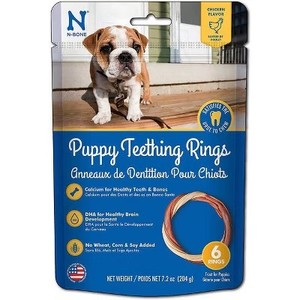 lot 4089 image: N-Bone Puppy Natural Teething Rings, Low Fat, Chicken Flavored, with Calcium and DHA Omega-3, 6 Rings in Package