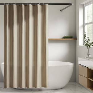 lot 4103 image: Boho Beige Shower Curtain 72 in Waterproof Linen Polyester Bathroom Curtain,Adjustable Height Natural Cloth Fabric Bath Curtain with Weighte Hem and Washable Shower Curtains 72x72.