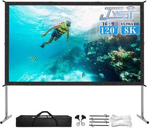 lot 5001 image: $176 Projector Screen Outdoor,JWSIT 120 inch Outdoor Movie Screen-Upgraded 3 Layers PVC 169 Projector Screen,Portable Video Projection Screen with Carrying Bag for Home Theater Backyard