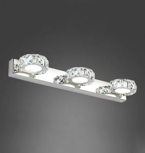 lot 5009 image: JEFYHA Dimmable LED Bathroom Light Fixtures, Modern Chrome Bathroom Vanity Light, 18W 3 Light Vanity Light for Bathroom, Crystal Acrylic Stainless Steel Finish (Warm White 3000K)