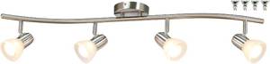 lot 5016 image: 4 Light XiNBEi Lighting Track Lighting, 4 Light Track Light, Modern S-Shaped Track Light Bar Included GU10 Bulb Brushed Nickel Finish XB-TR1223-4