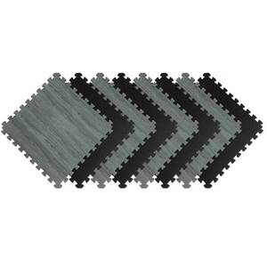 lot 5017 image: Norsk 25 x 25 Reversible Foam Flooring, Gray Wood & Black, 8 Tiles