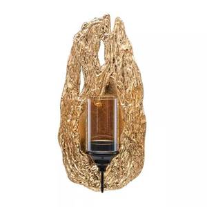 lot 5020 image: Vivien 14 in. Abstract Gold Wall Candle Sconce with Glass Hurricane
