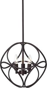 lot 5022 image: $103 Chandelier Light Fixture, 3-Lights 14-inch Oil Rubbed Bronze Metal Geometric Openframe Adjustable Hanging Stems, Pendant Lighting for Kitchen Island, UL Damp Certificated