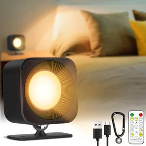 lot 5036 image: Wall Sconces, LED Wall Lamp with Rechargeable Battery Operated USB Port, and Remote Control 360 Rotate Magnetic Ball Dimmable Touch Control Wall Light for Household Lighting Outdoor Black