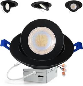 lot 5055 image: 1 Pack Adetu Recessed Lighting 6 inch, 360 90 Adjustable Directional 6 inch 5CCT Gimbal Black Led Recessed Light, 2700K-5000K Dimmable Retrofit Eyeball Can Recessed Lights with Jbox, ET (Black,1 Pack)