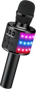 lot 5065 image: BONAOK Karaoke Microphone for Kids & Adults - Bluetooth Microphones Singing Mic with Disco Lights, Echo Effect, Built-in Speaker Portable Karaoke Player for Party Travel Gifts Q78(Black)